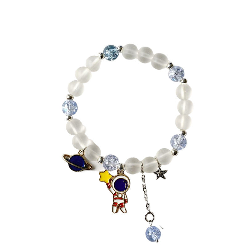 Unisex Alloy Bracelet Astronaut Girl Picking Stars Design Elastic Rope Zodiac Animal Electroplated Individually