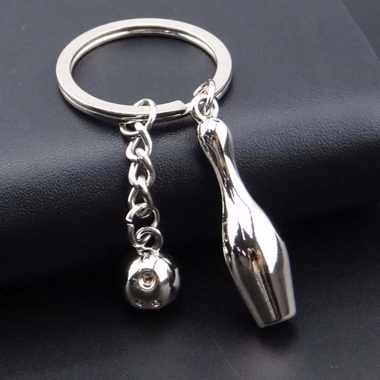 Bowling Keychain Pendant Silver Zinc Alloyed Key Rings Bowling Shape Accessory For Sports Fans And Enthusiasts
