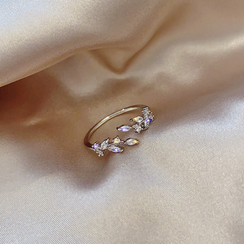 Geometric Gem Inlay Silver Ring 925 Adjustable Open Ring Korean Style Women Fashion Jewelry Everyday Wear For Daily Glam