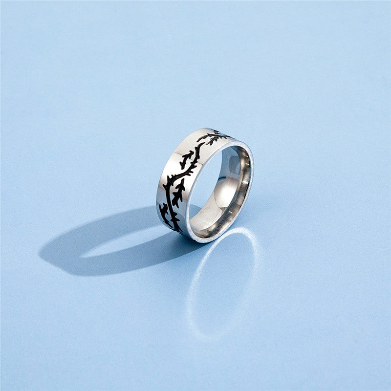 Stainless Steel Ring Punk Rock Style Flame Butterfly Accent Metal Jewelry for Everyday Wear Suitable for Men Women