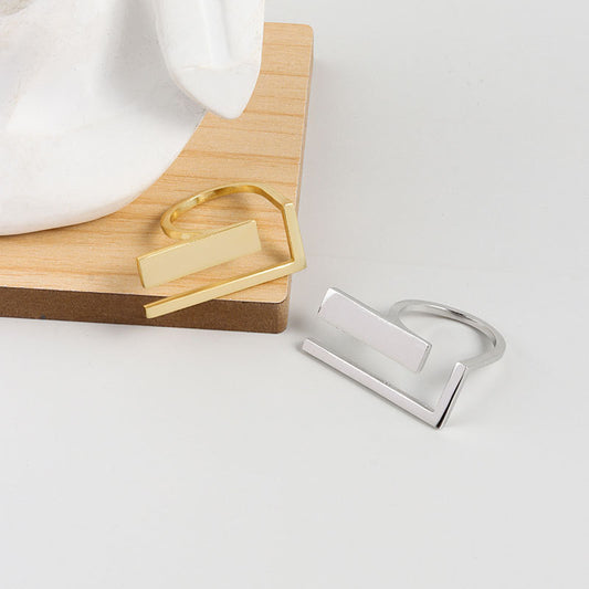 Womens Adjustable Open Ring Double Layer Geometric Copper Ring Fashion Jewelry Wild Texture Ring Everyday Uses