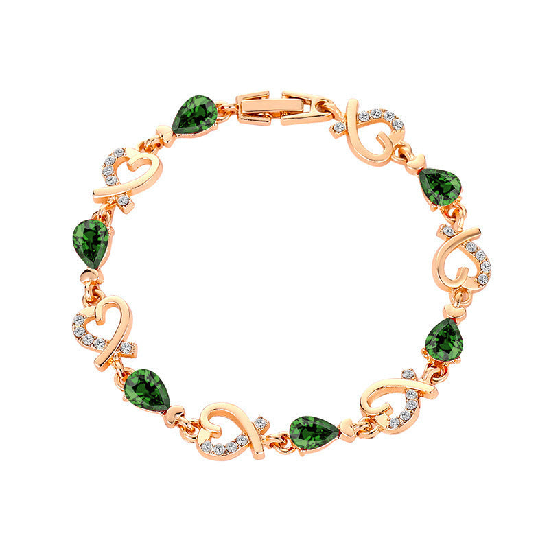 Korean Style Water Drop Alloy Bracelet With Zircon Gems Crystal Jewelry For Women And Girls Sparkle Style Glow