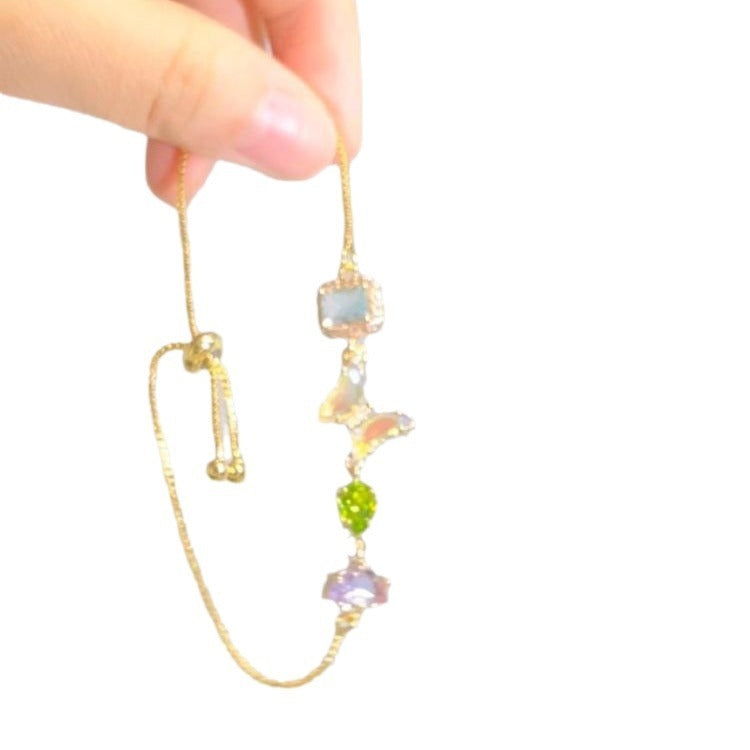 Womens Butterfly Bracelet Electroplated Alloy Jewelry With Zircon Accent Elegant Gift For Her Jewelry Colorful