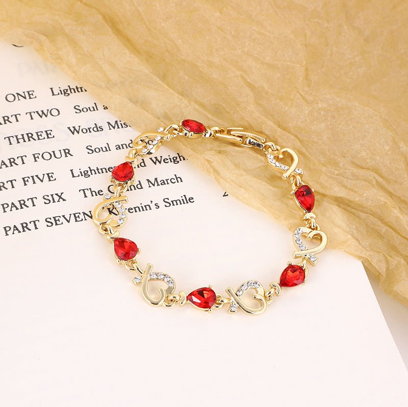 Korean Style Water Drop Alloy Bracelet With Zircon Gems Crystal Jewelry For Women And Girls Sparkle Style Glow