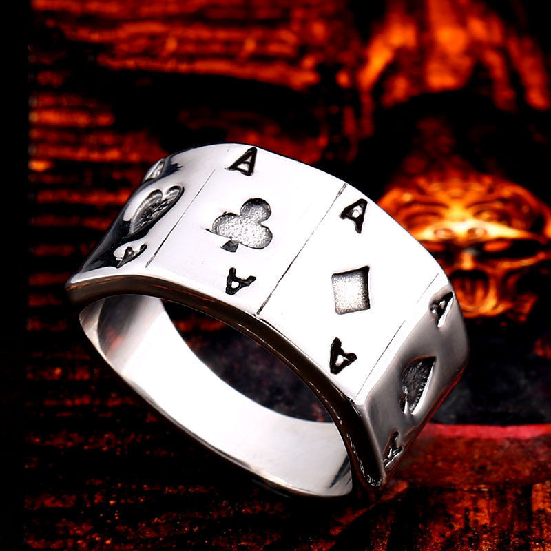 Jewelry Personality Playing Card A Titanium Steel Ring
