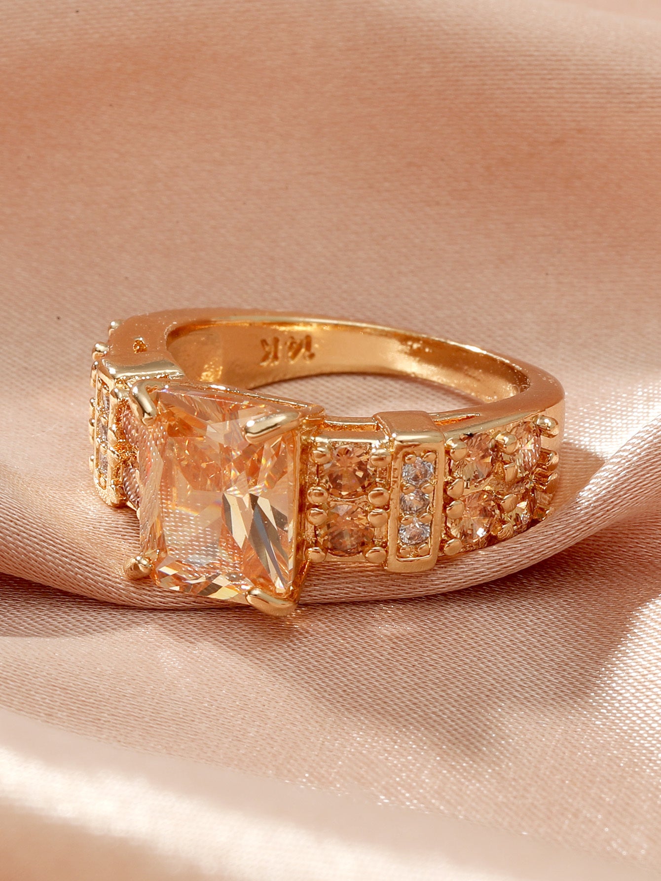 Personalized Solid Color Dual Use Short Ring Copper Zircon Geometry Style for Women Handmade Jewelry Gift Ideas