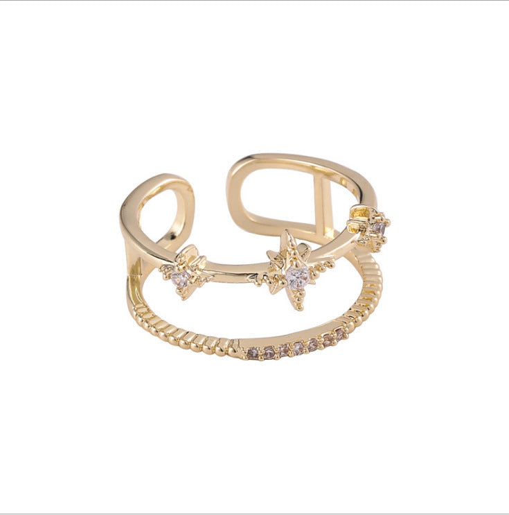 Vintage Zircon Star Tassel Ring Alloy Gemstone Jewelry Gift