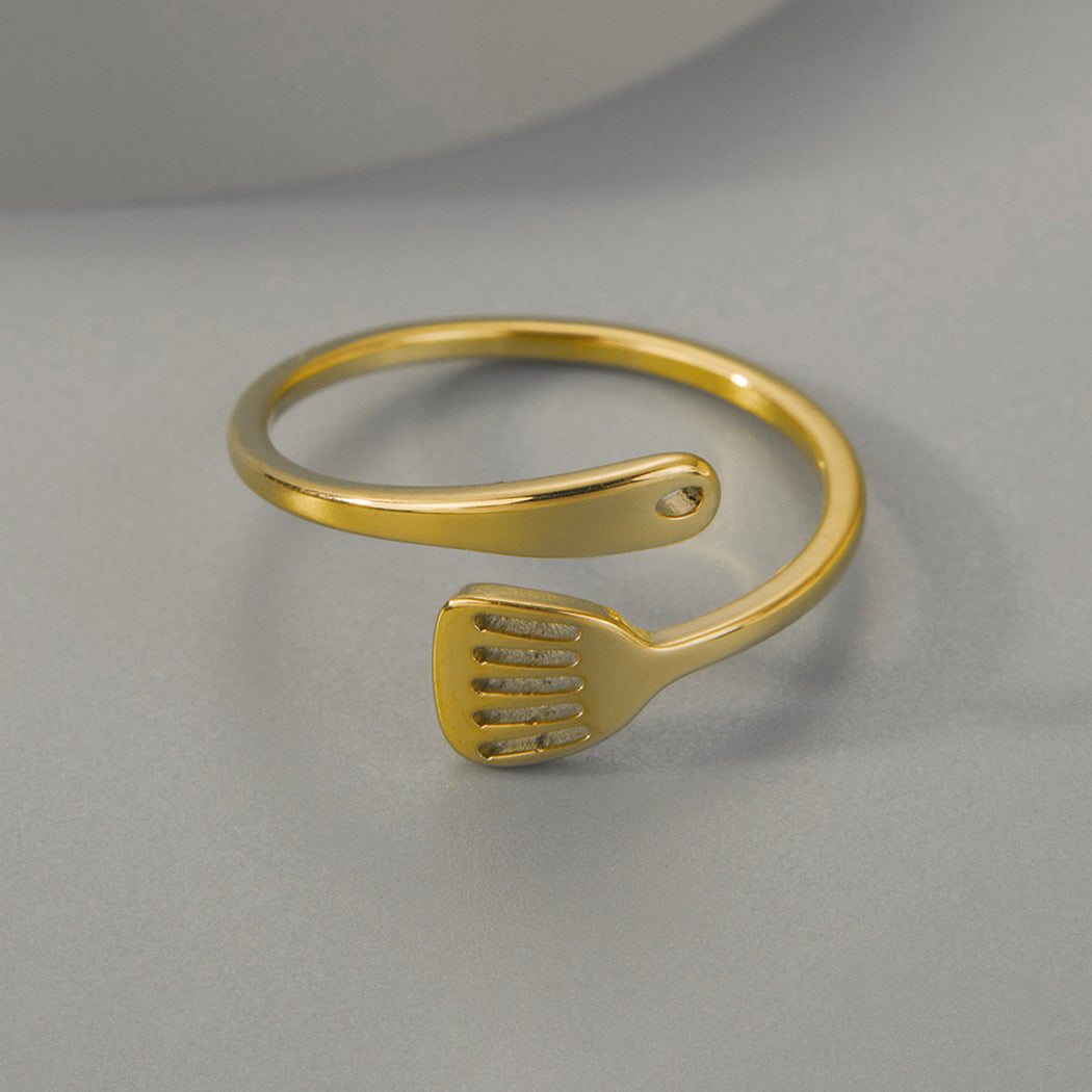 Adjustable Stainless Steel Geometric Ring Size 8 Gold Or Steel Ring For Women And Girls Everyday Wear Geometry