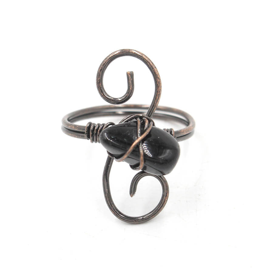 Unisex Adjustable Crystal Ring Statement Jewelry S Shaped Winding Design Irregular Rough Stone Geometric Shape