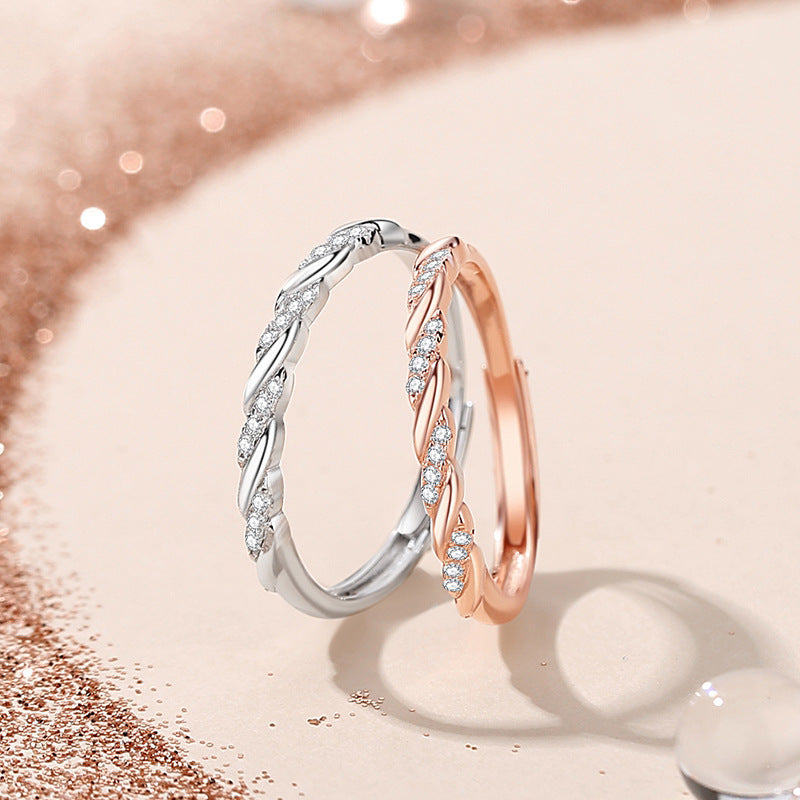 Womens Adjustable 925 Sterling Silver Ring With Olive Branch Geometry Woven Band Fashion Jewelry For Every Day