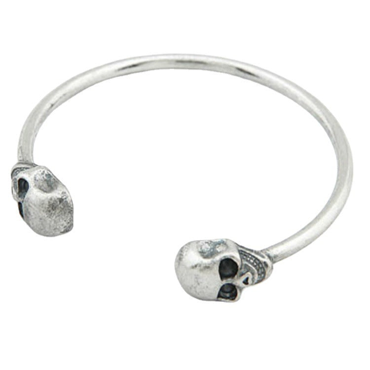 Womens Double Sided Skull Bracelet Alloy Geometric Bangle