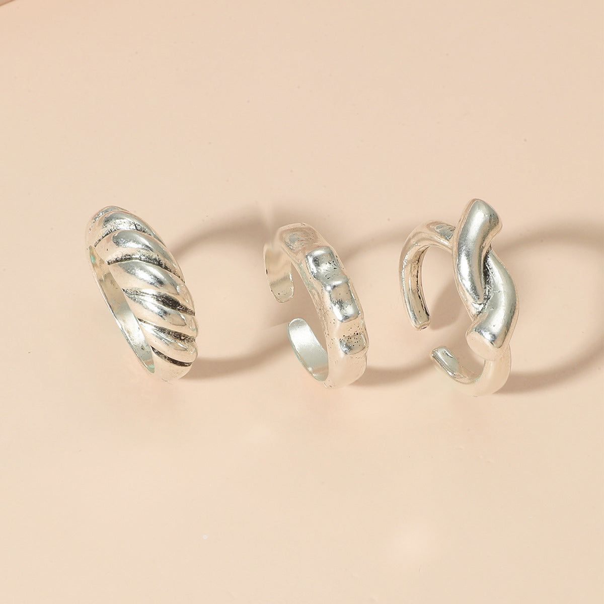 Womens Ring Set Retro Geometric Rings Animal Zodiac Electroplated Alloy 3 Piece Gift For Her Twist Knot Trendy