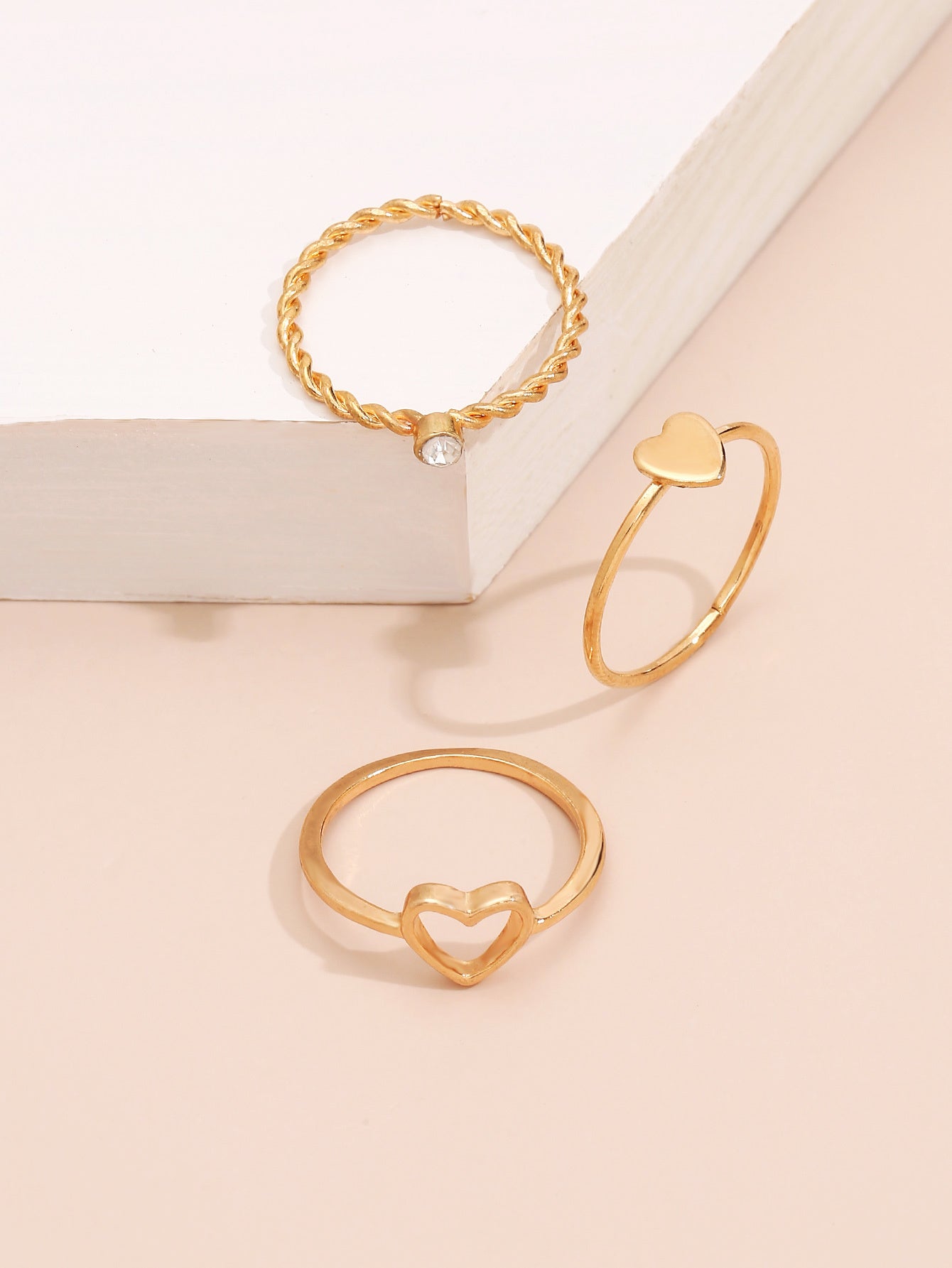 Womens Geometric Rings Set Hollow Heart Rings Korean Fashion Rings Zinc Alloy Rings Holiday Gift Rings For Her