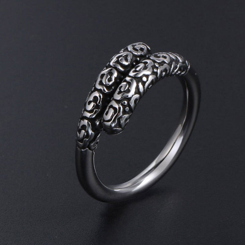 Men's Ring Retro Punk Ring Personality Ring Golden Hoop Ring Titanium Steel Ring for Men Fashion Ring Casual Ring