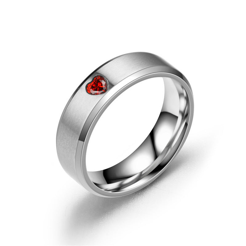 Couple Rings Titanium Steel Geometric Peach Heart Ring Electroplated Matching Rings for Couples Gift for Lovers