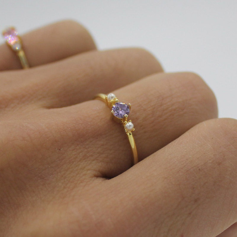 Women Copper Ring Geometric Zircon Electroplated Jewelry Wedding Ring Customizable European Design Trendy Look