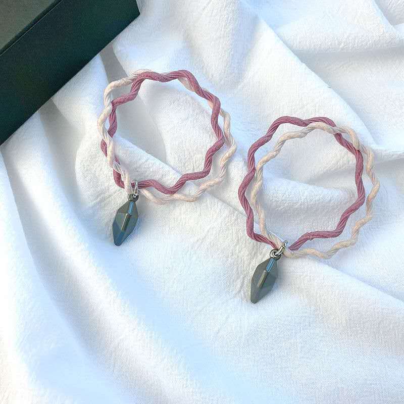 Couple Heart Shape Alloy Bracelets With Magnet Suction Rubber Band Wave Line Design Black Pink Gift Perfect Birthday Gift