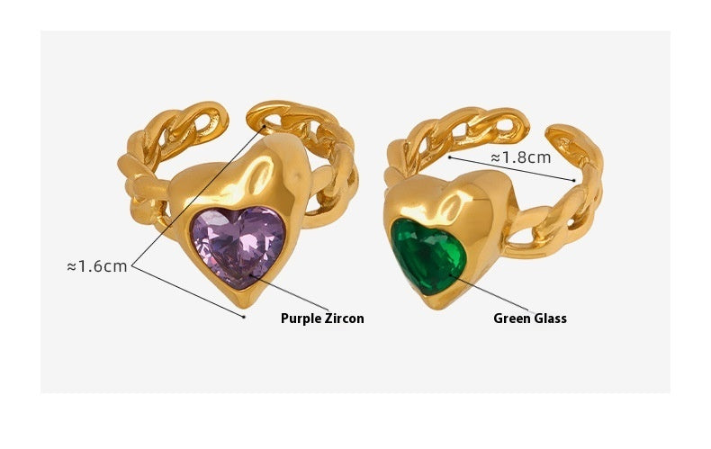 Womens Heart Ring Gold Plated Titanium Steel Ring Non Fading Electroplated Jewelry Gift for Her Heart Shaped Ring Womens Fashion Ring