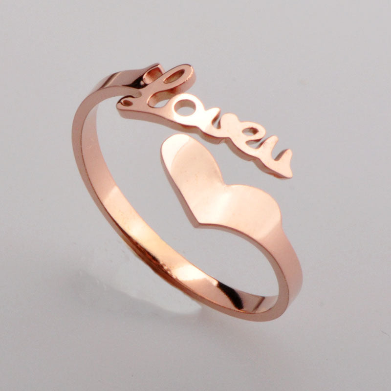 Womens Heart Shaped Rose Gold Titanium Steel Ring Diamond Pinky Ring For Birthday Gift Jewelry Classic Sparkle