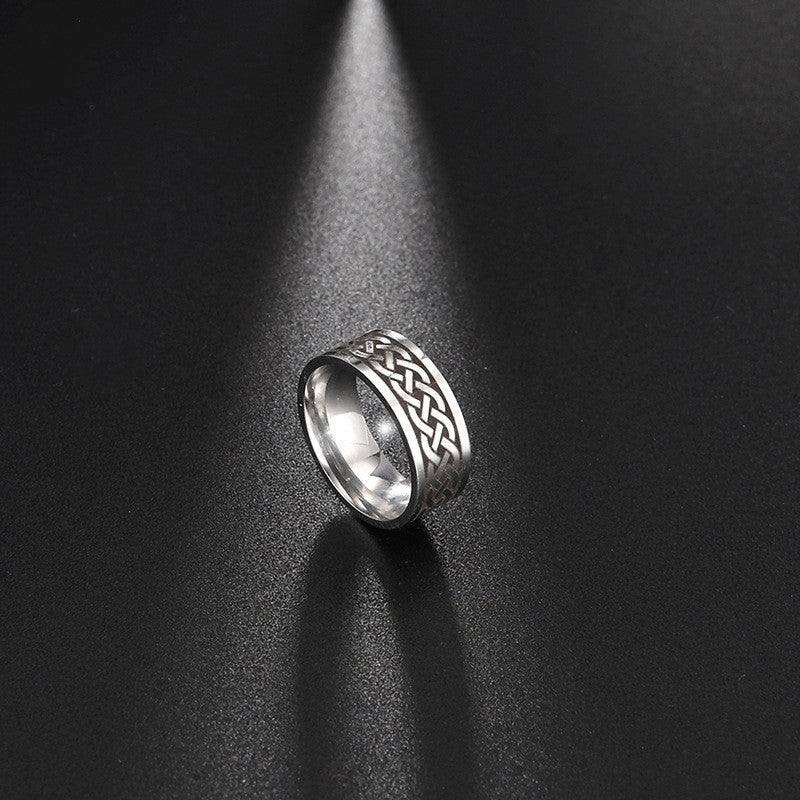 Mens Stainless Steel Laser Engraved Ring Simple Yet Stylish