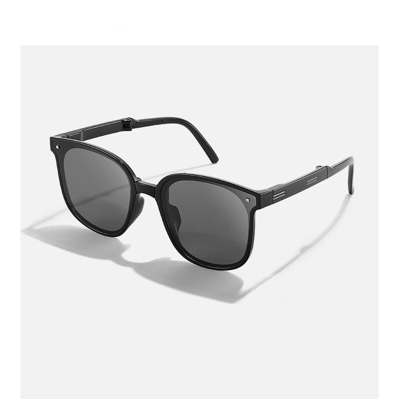 Folding Sunglasses Retro Sun Protection Glasses Resin Frame Box Eyewear With Spring Hinge To Fashion Commuting