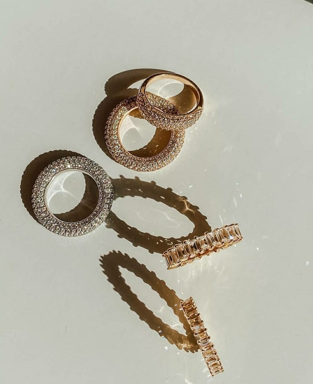 Women's Trendy Ring with Full Rhinestone Zircon Micro Inlay for Fashion Jewelry Statement or Elegant Gift for Her Gold or Platinum Finish