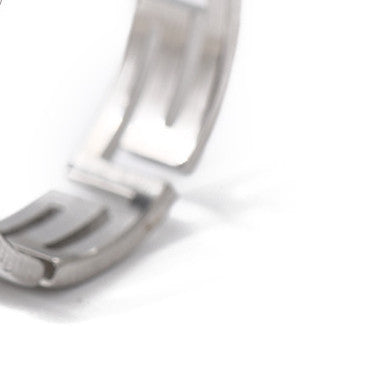 Unisex Stainless Steel Polished Silver Ring With Great Wall Pattern Auspicious Design For Men And Women Jewelry