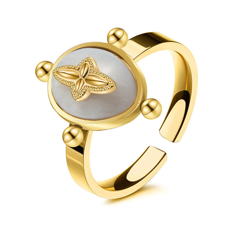 Four Pointed Star Ring Titanium Steel Adjustable Electroplated Luxury Fashion Jewelry Gift For Women Chic Look