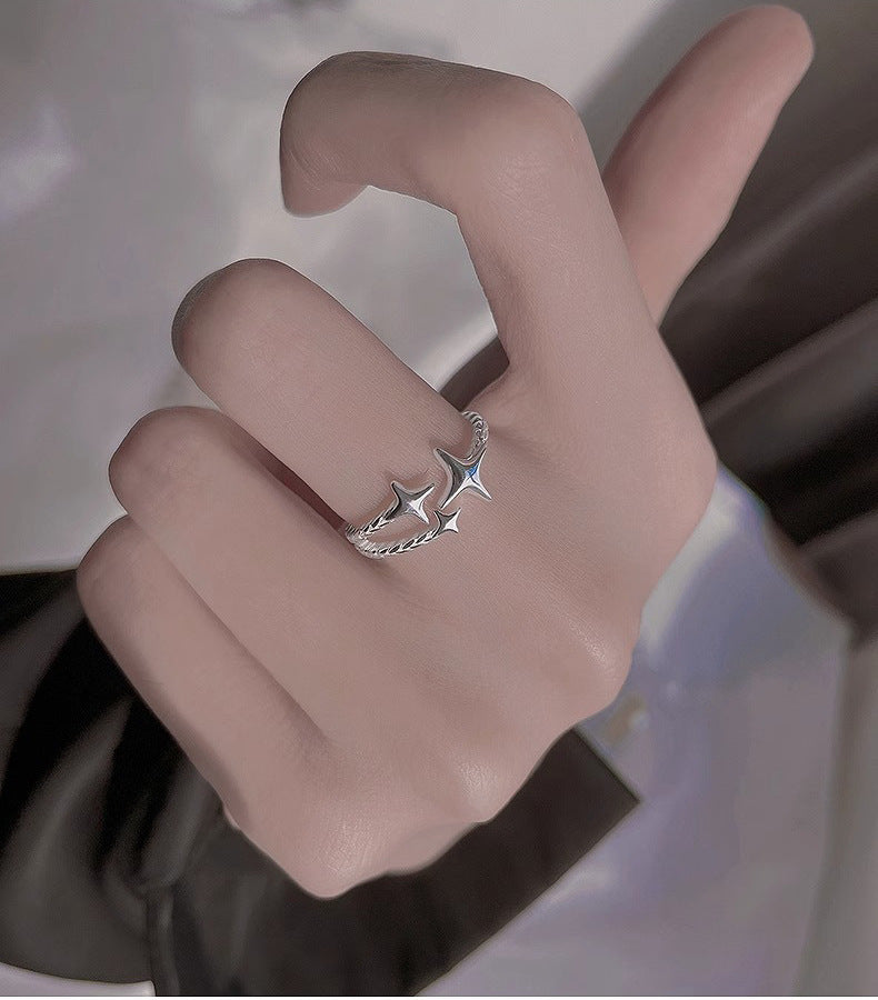 Womens Eight Pointed Star Ring Open Adjustable Alloy Electroplated Jewelry Fashion Accessory For Everyday Look