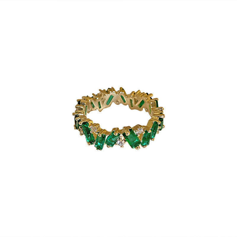 Gold Electroplated Zircon Ring With Man Made Diamond Crystal Copper Adjustable Korean Style Geometric LookGlow