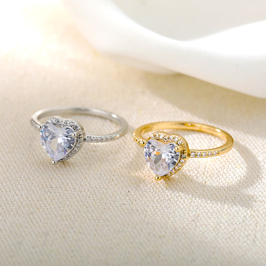 Large Zircon Heart Ring For Women Wedding Gift Elegant Jewelry Perfect For Anniversary Daily Wear Elegant Glow