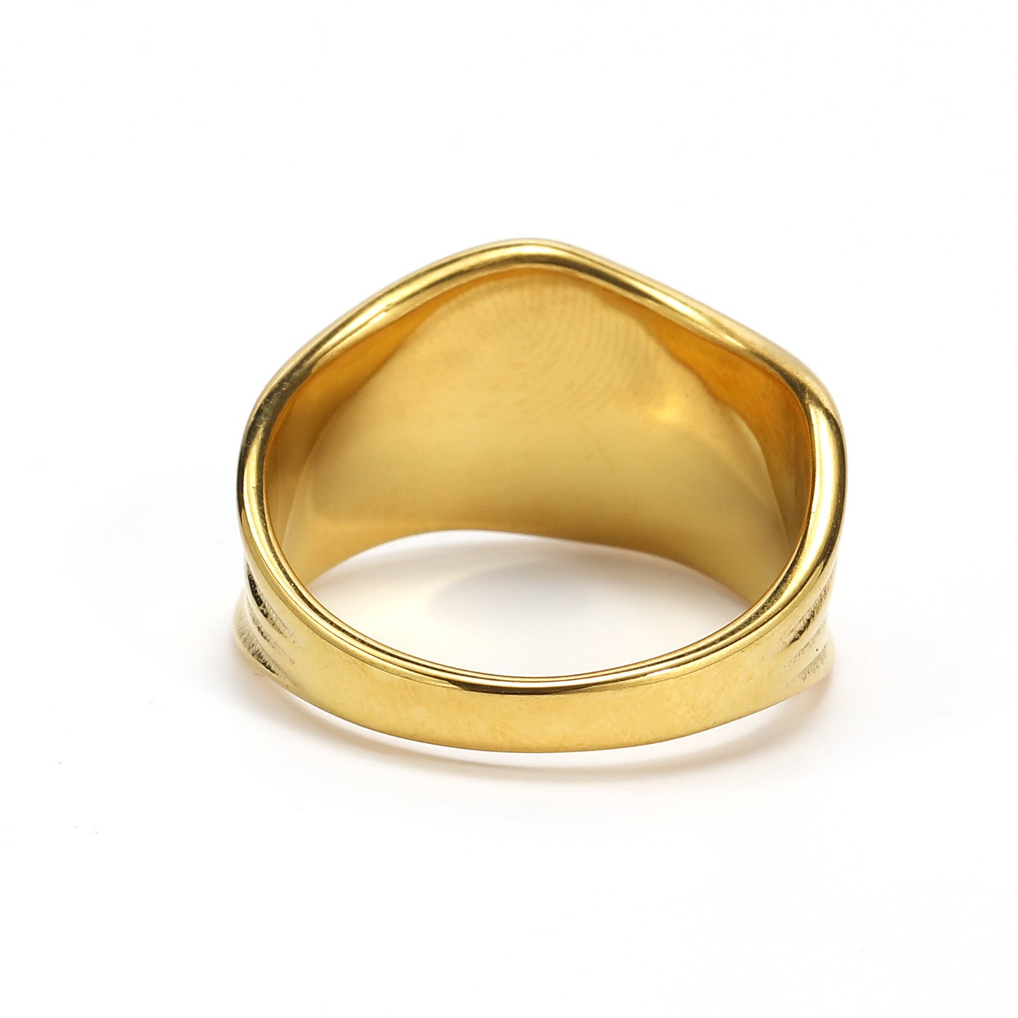 Womens Titanium Steel Ring Polished Irregular Pleated Band Gold Color Fashion Jewelry Size 6 Stylish Accessory