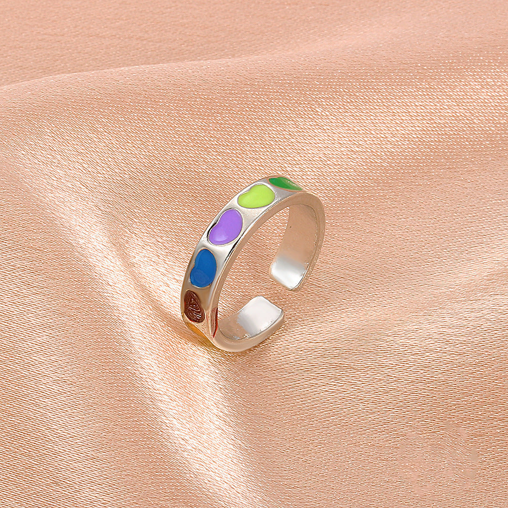 Geometric Alloy Ring For Women Heart Design Electroplated Gold And Silver Finish Fashion Jewelry Everyday Chic