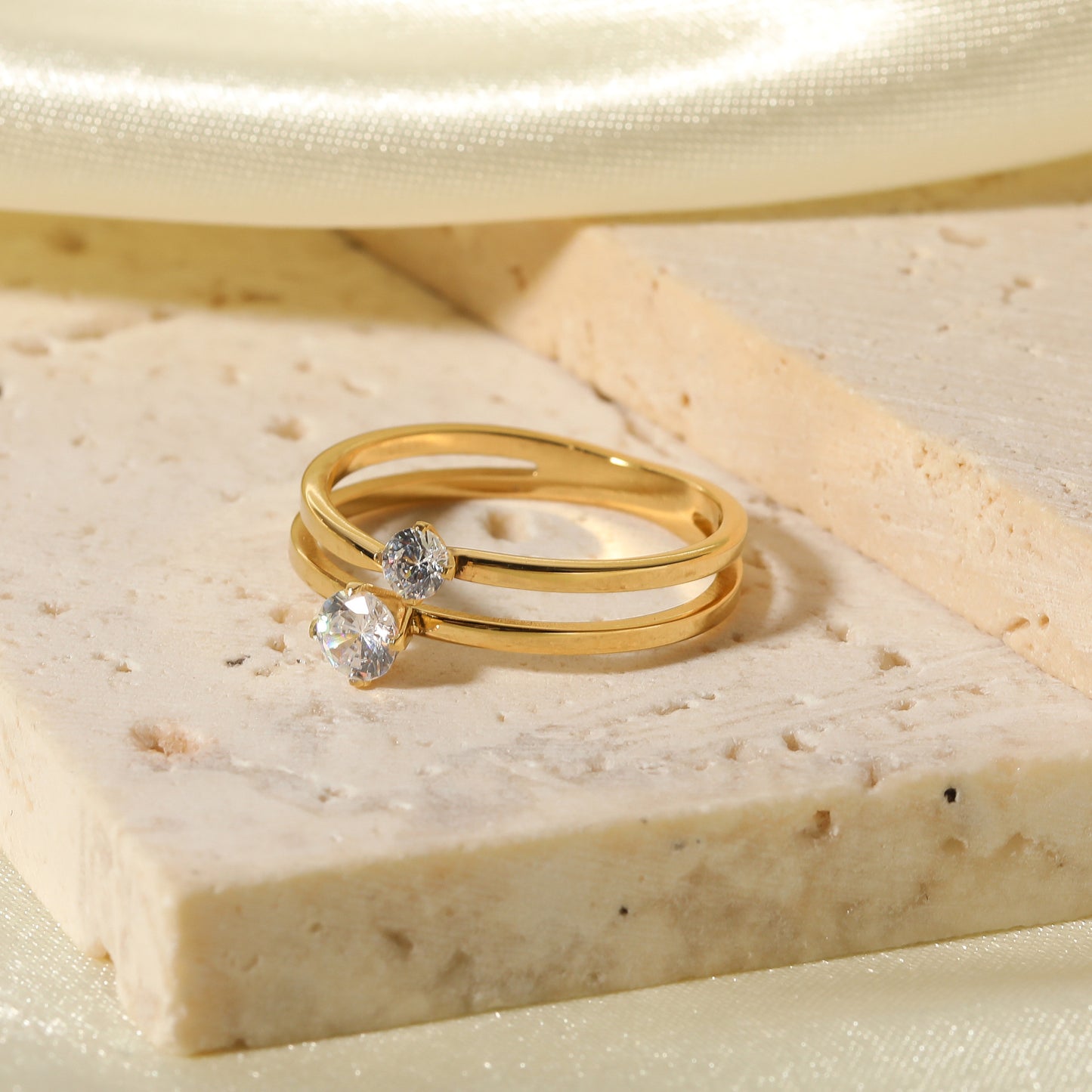 Stainless Steel Ring Gold Electroplated Fashion Jewelry For Women All Match Gifts Size 7 Elegant Everyday Style