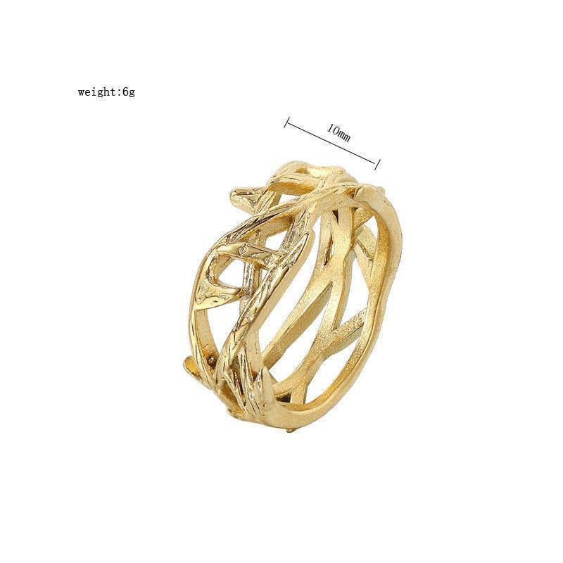 Gold Jesus Crown Ring Stainless Steel Olive Branch Band