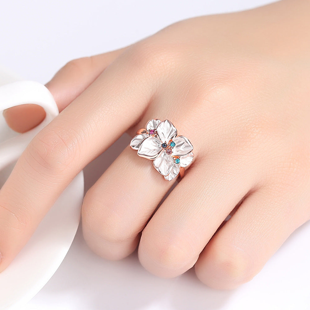 Geometric Design Copper Ring For Women Electroplated Jewelry European Inspired Fashion Accessory Timeless Style