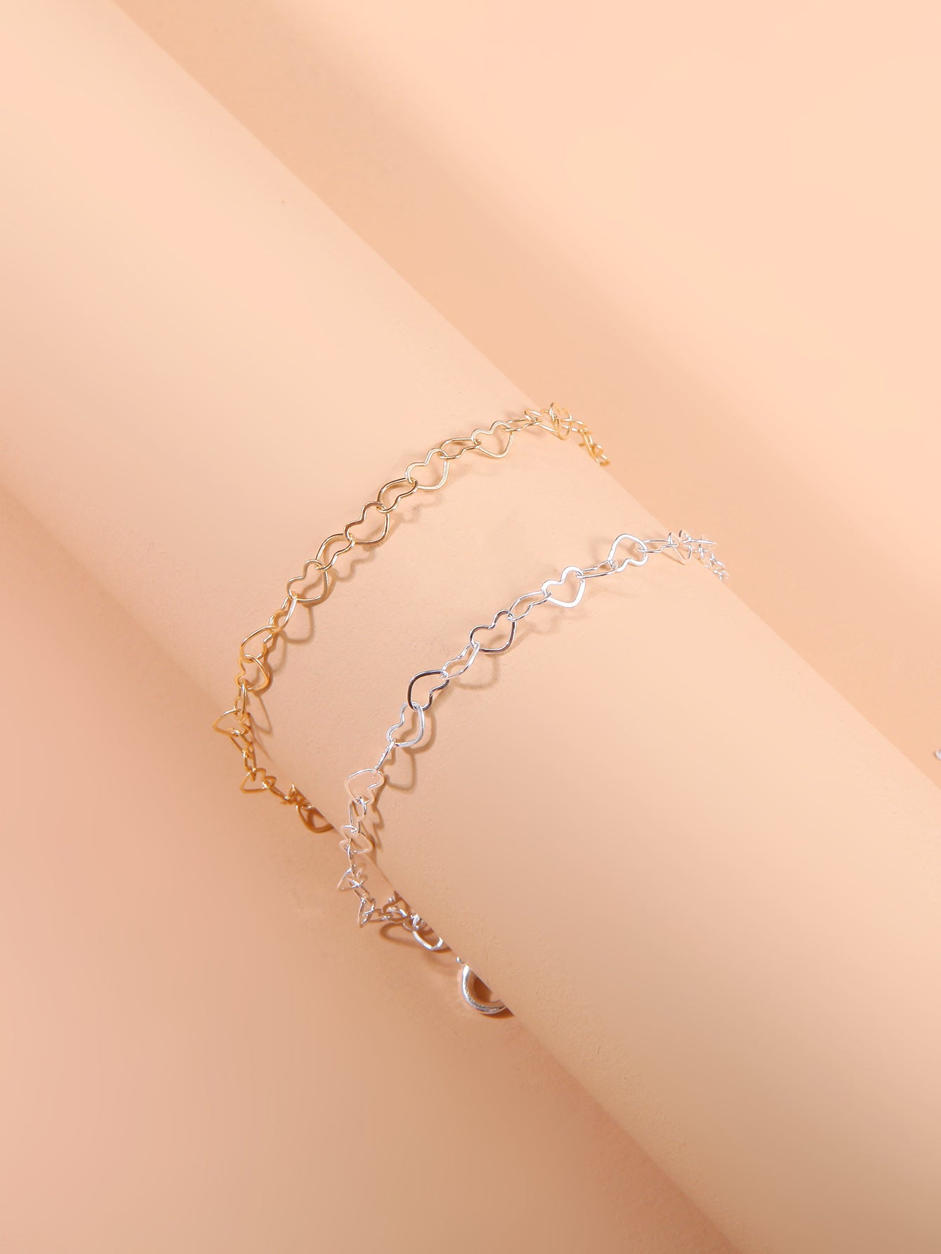 Womens Heart Charm Bracelet Alloy Jewelry Gold Silver Finish