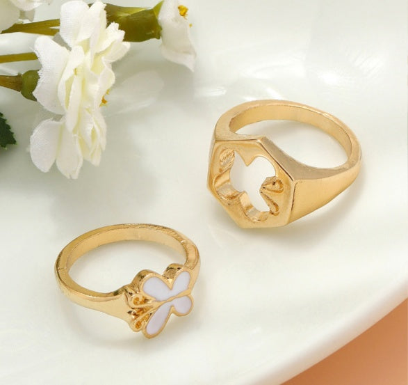 Womens Fashion Butterfly Ring Hollow Geometric Alloy Jewelry Electroplated with Beautiful Appearance and Shine