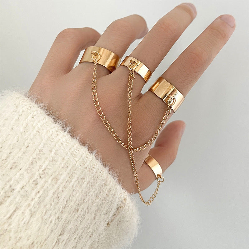 Womens Bowknot Elk Geometric Ring Set Electroplated Alloy European American Fashion Rings For Everyday Wear Up