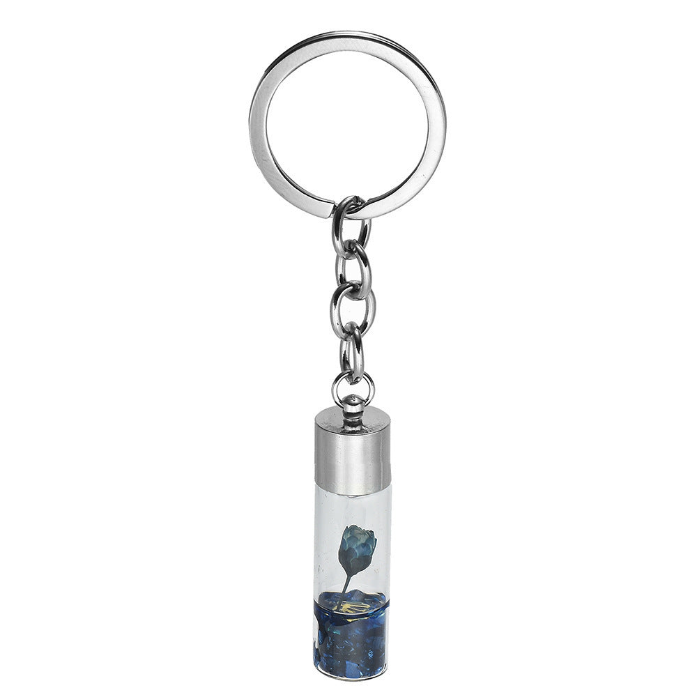 Dried Flower Glass Bottle Pendant Keychain Zinc Alloy Modern Style Christmas Easter Accessory Gift Idea
