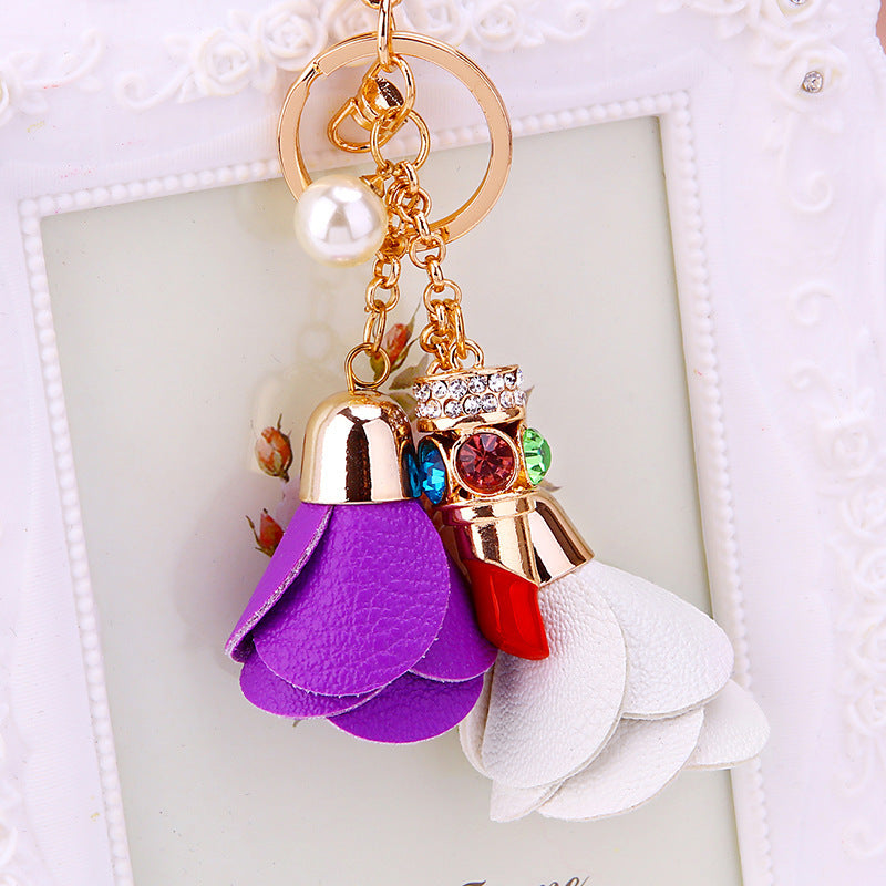 Gold Plated Rhinestone Satchel Keychain With Hanging Purse Charm For Women And Men Jewelry Gift For All Deluxe