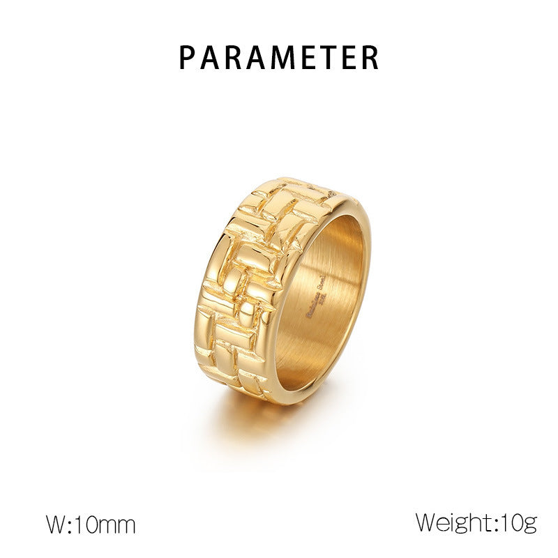 Geometric Round Stainless Steel Mens Ring With Gold Plating For Men Sizes 9 10 11 12 13 Durable Finish Elegant