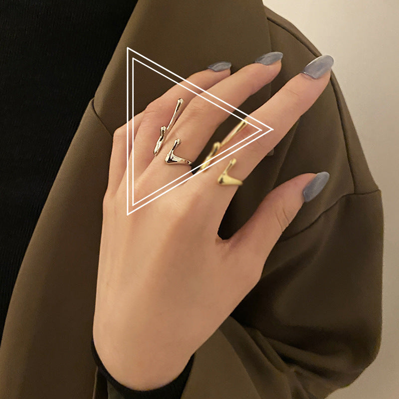 Womens Geometric Adjustable Opening Silver Plated Metal Ring Trendy Fashion Statement Ring For Women Hip Hop Style