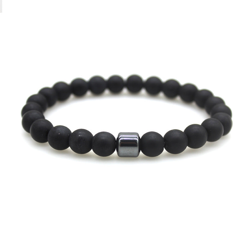 Unisex Tigereye Bracelet Natural Volcanic Rock With Map Stone Geometric Design For Everyday Wear And Special