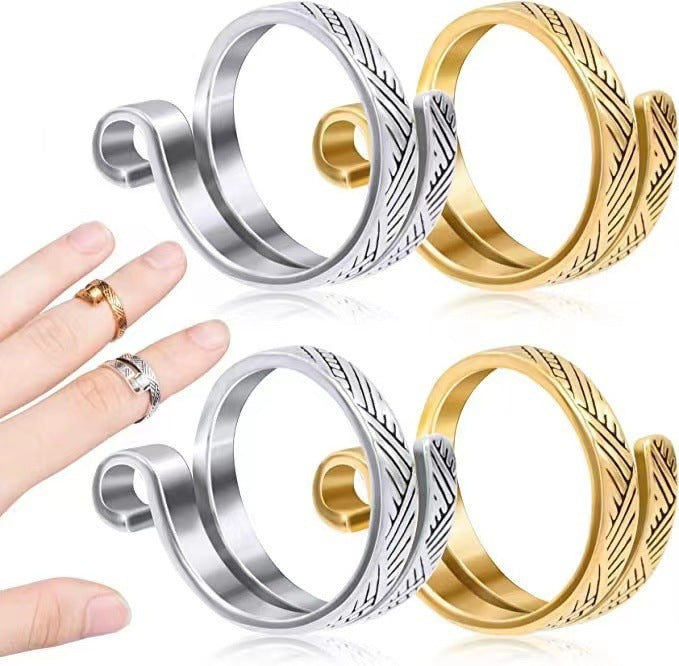 Unisex Open Ring Adjustable Alloy Jewelry Electroplated Crochet Thread Totem Geometry Korean Knitted Design Style