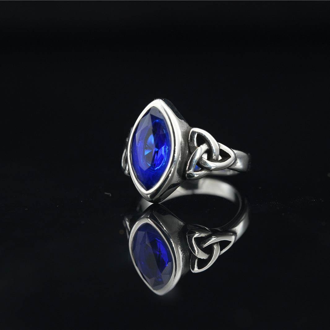 Titanium Steel Rings Unisex Gemstone Cross Design Ethnic Geometric Statement Ring For Men Women For Daily Wear