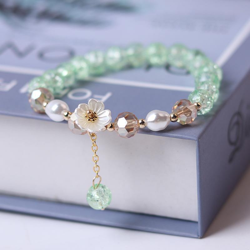 Womens Crystal Flower Bracelet Multicolored Pastel Florals Jewelry Gift for Her and Girls Elegant Floral Crystal Shine