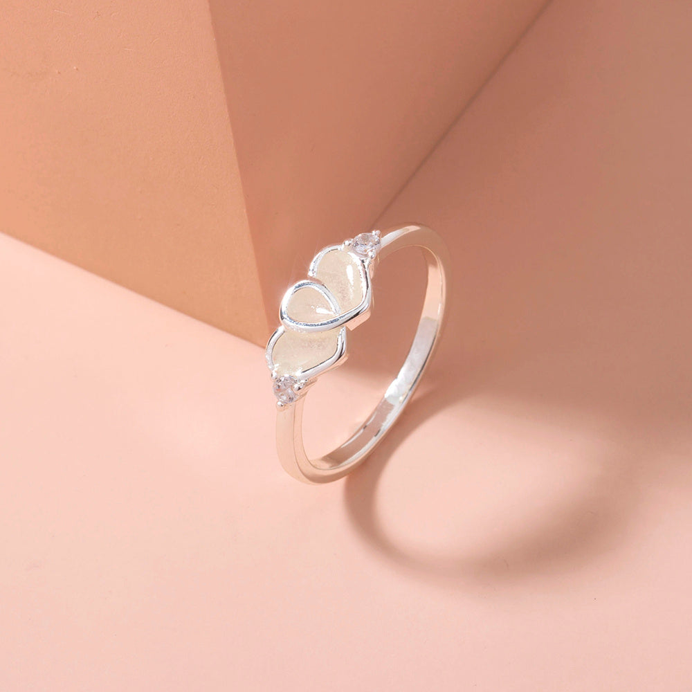 Glow In The Dark Heart Ring For Lovers Adjustable Copper Electroplated 17mm Inner Diameter Romantic Jewelry Gift