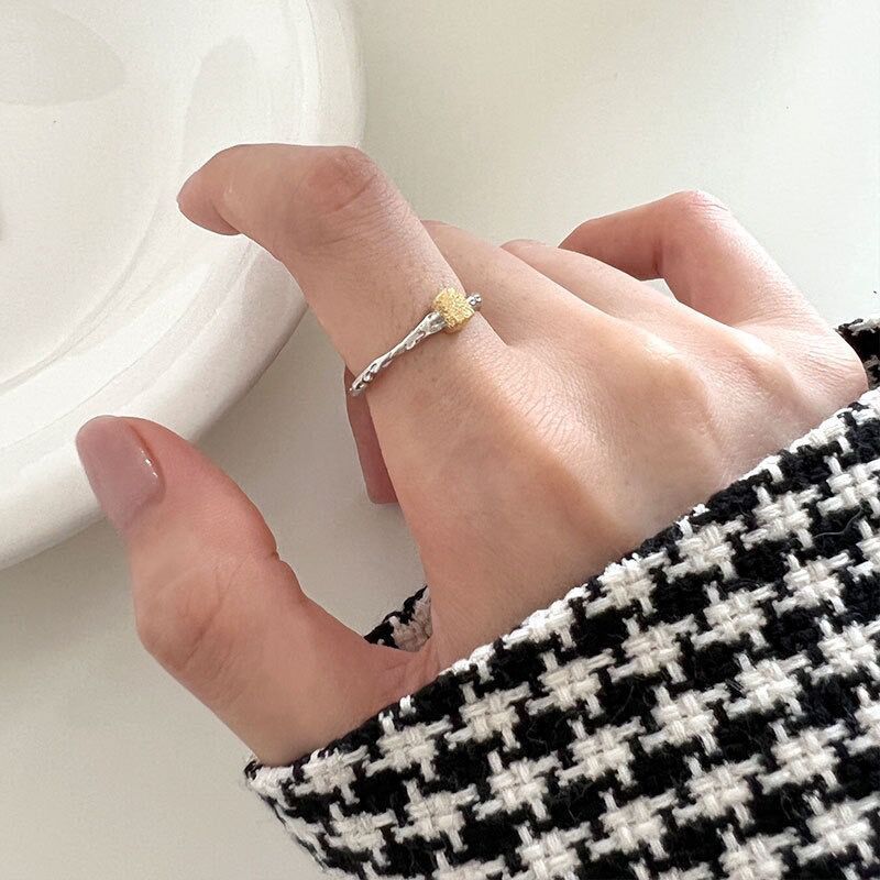 Womens Adjustable Copper Ring Irregular Geometric Ellipse Design Ring Gold Or Silver Finish Korean Style Trend