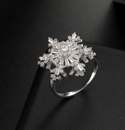 Girls Rotatable Snowflake Ring Turning Ring Alloy Silver Plated Gold Plated Inlaid Artificial Gems and Semi-Precious Stones Scarlet Witch Ring